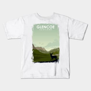 Glencoe Scotland vintage travel poster art Kids T-Shirt